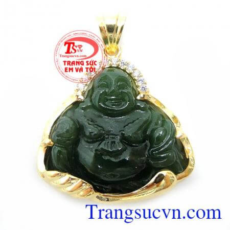 Ngọc Nephrite Phật Di Lặc Bọc Vàng