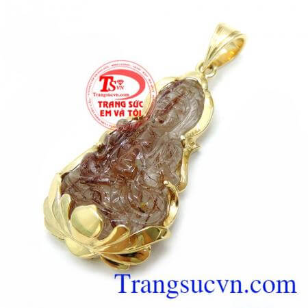 Mặt dây chuyền bọc vàng 14k đẹp sang trọng cho nam giới, sản phẩm có giấy kiểm định đá quý và chất lượng vàng