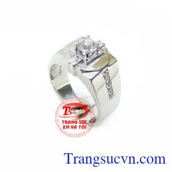 Nhẫn Nam Vàng Trắng 18K Sáng Đẹp