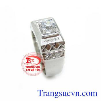 Nhẫn Nam Vàng Trắng 18K Năng Động chất lượng cao