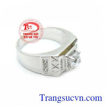 Chiếc nhẫn nam vàng trắng cho nam thiết kế đơn giản mà tinh tế. Nhẫn Nam Vàng Trắng 18K Năng Động