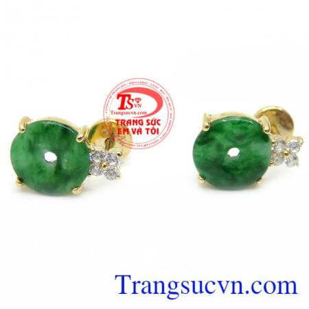 Hoa Tai Jadeite Vàng 14K