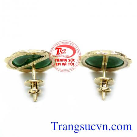 Chất liệu vàng,đá quý thiên nhiên Năm nay, xu hướng lựa chọn những mẫu hoa tai vàng tây được khá nhiều các bạn nữ lựa chọn bởi vẻ đẹp sang trọng, quý phái của những mẫu thiết kế này,Hoa Tai Vàng 14K Ngọc Cẩm Thạch Quý Phái