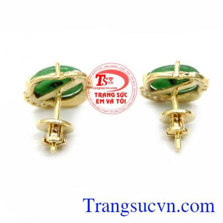 hoa tai đẹp ,kiểu dáng hiện đại nữ tính giá thành hợp lý,Bông Tai Ngọc Cẩm Thạch Hoa Yểu Điệu