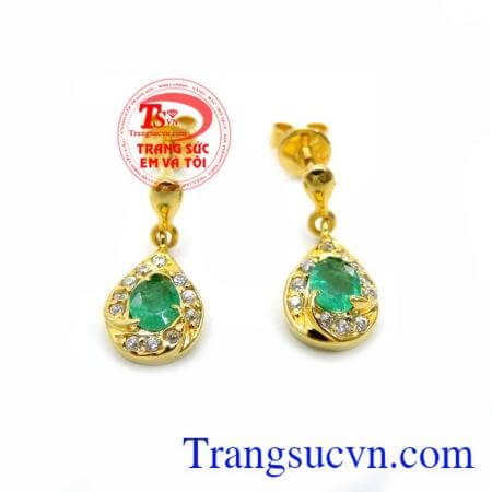 Bán Hoa Tai Vàng 18K Emeral Quyền Quý chất lượng cao,Hoa Tai Vàng 18K Emeral Quyền Quý
