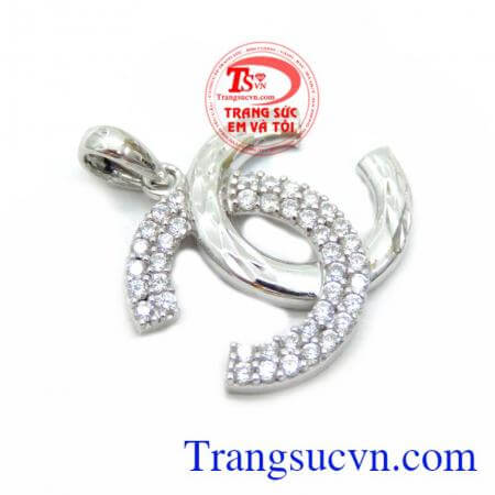 Mặt Nữ Chanel Vàng Trắng 18K, mặt dây chuyền nữ đẹp.