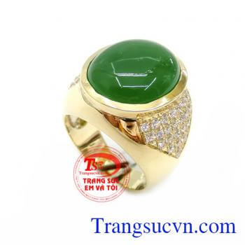 Nhẫn Nam Ngọc Nephrite Thiên Nhiên chất lượng cao. Nhẫn Nam Ngọc Nephrite Thiên Nhiên, nhẫn nam vàng tây, nhẫn nam đẹp