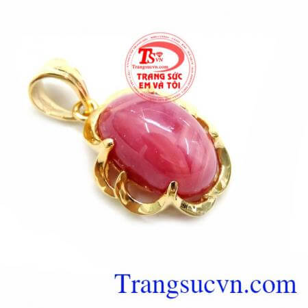 Mặt Dây Chuyền Ruby Tự Nhiên Hình Bầu, mặt dây chuyền vàng tây, mặt dây nữ đeo đẹp.