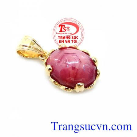 Mặt Dây Chuyền Đá Ruby Bọc Vàng, mặt dây vàng tây đá quý, mặt dây chuyền nữ đẹp.