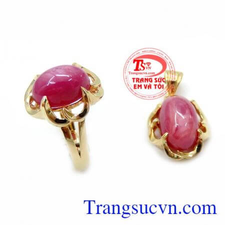 Bộ Mặt Nhẫn Nữ Đá Ruby Phong Thủy