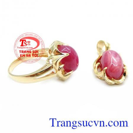 Sản phẩm uy tín chất lượng bảo hành 12 tháng giao hàng toàn quốc. Bộ Mặt Nhẫn Nữ Đá Ruby Phong Thủy