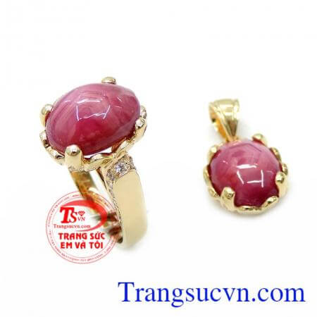 Bộ Mặt Nhẫn Nữ Ruby Tình Yêu Chung Thủy