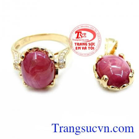 Bộ Mặt Nhẫn Nữ Ruby Tình Yêu Chung Thủy