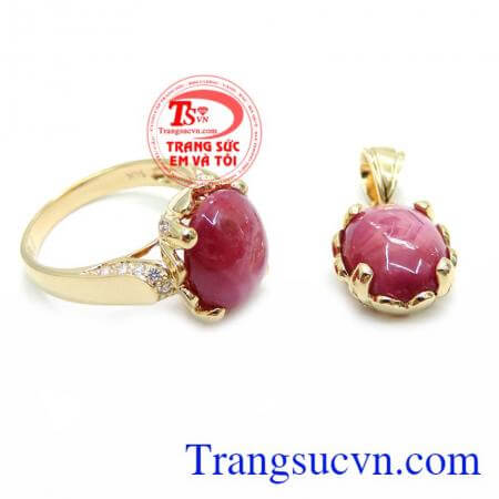 Bộ Mặt Nhẫn Nữ Ruby Tình Yêu Chung Thủy
