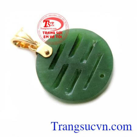 Mặt Ngọc Móc Vàng 14K Đẹp, mặt dây chuyền ngọc chạm khắc móc vàng 14k đeo bền đẹp.