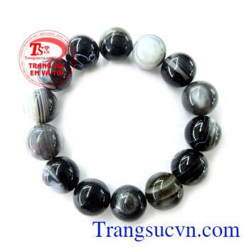 Chuỗi Mã Não Đen Vân Trắng 14ly Chuỗi Mã Não Đen Vân Trắng 14ly
