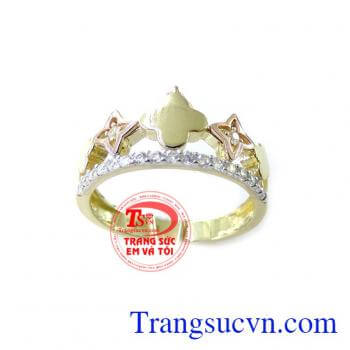 Nhẫn Vương Miện Nữ Hoàng Vàng 10k chất lượng cao. Nhẫn Vương Miện Nữ Hoàng Vàng 10k, nhẫn nữ vàng tây, nhẫn nữ đẹp