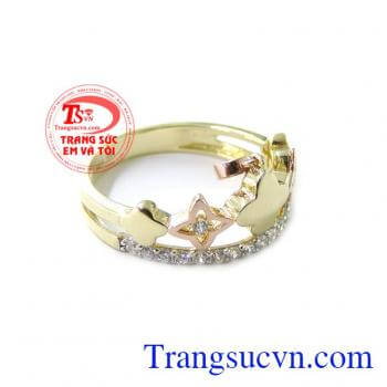 Nhẫn Vương Miện Nữ Hoàng Vàng 10k chất lượng cao. Nhẫn Vương Miện Nữ Hoàng Vàng 10k, nhẫn nữ vàng tây, nhẫn nữ đẹp