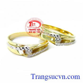 Cặp Nhẫn Cưới Sang Trọng, nhẫn cưới vàng tây, nhẫn cưới đẹp