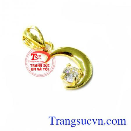 Mặt Dây Mặt Trắng Nhỏ Xinh, mặt dây chuyền vàng tây, mặt dây chuyền nữ đeo đẹp.