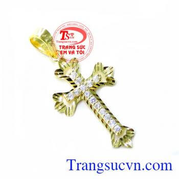Mặt Thánh Giá Nhỏ Đẹp 10K, mặt dây chuyền vàng tây, mặt thánh giá đeo đẹp