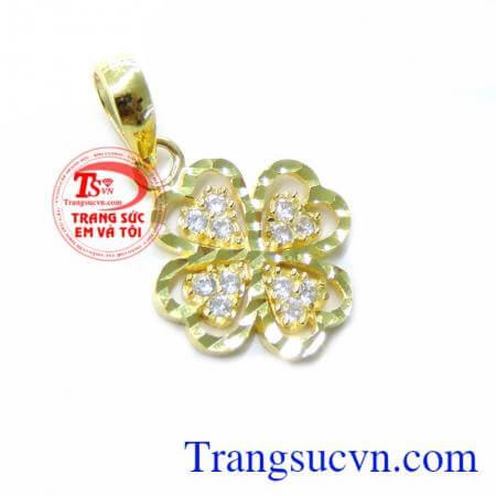 Mặt Nữ 4 Cánh May Mắn, mặt dây chuyền vàng tây, mặt dây nữ đẹp