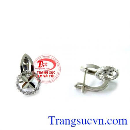 Bán Bông tai nữ vàng trắng sang trọng chất lượng cao. 
