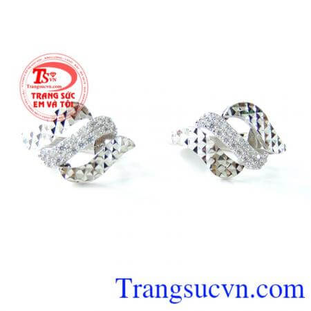 Hoa tai vàng trắng xinh 10k, hoa tai vàng trắng, hoa tai đẹp. 