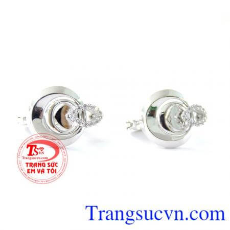 Đôi bông tai vàng trắng, hoa tai vàng tây, hoa tai nữ đeo đẹp hợp thời trang đeo quý phái. 