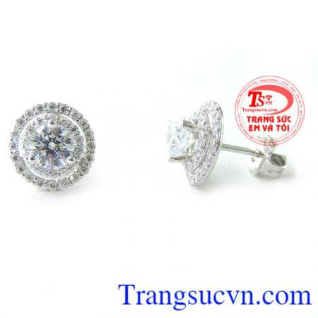 Bảo hành 6 tháng. Hoa tai nữ vàng gắn đá đẹp