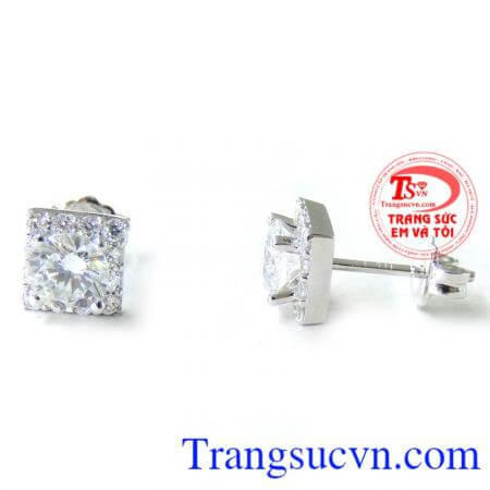 Bông nụ vàng nhỏ xinh, hoa tai vàng trắng, hoa tai vàng nữ đeo đẹp.