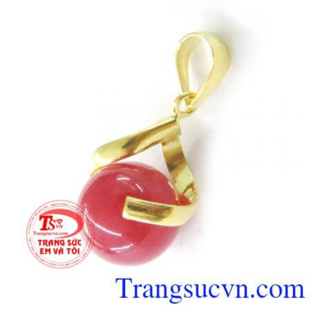 Mặt dây nữ gắn đá đỏ đẹp, mặt dây chuyền nữ vàng tây, mặt dây chuyền nữ đep đẹp.