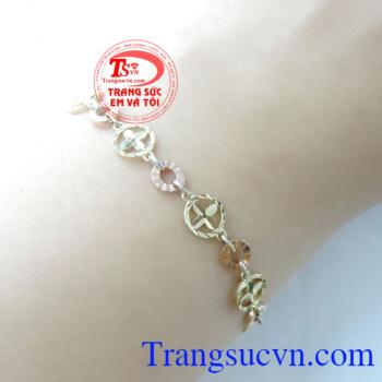 Lắc nữ hoa may mắn vàng 10k, lắc nữ vàng tây, lắc nữ đẹp.