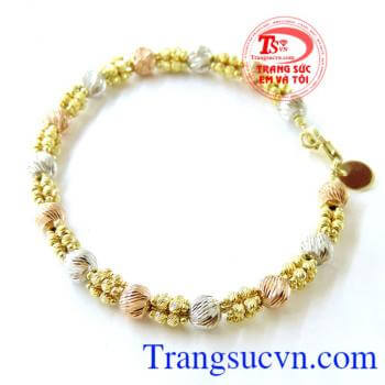 Vòng tay vàng Ý bi 3 màu, vòng tay vàn tây, vòng tay nữ đeo đẹp. 
