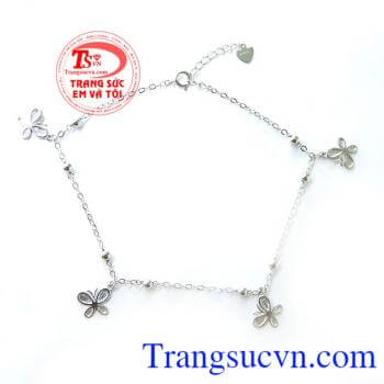 chiếc Lăc chân cánh bướm trắng tinh tế và sang trọng,Lăc chân cánh bướm trắng vàng ý nghĩa dành cho phái đẹp,