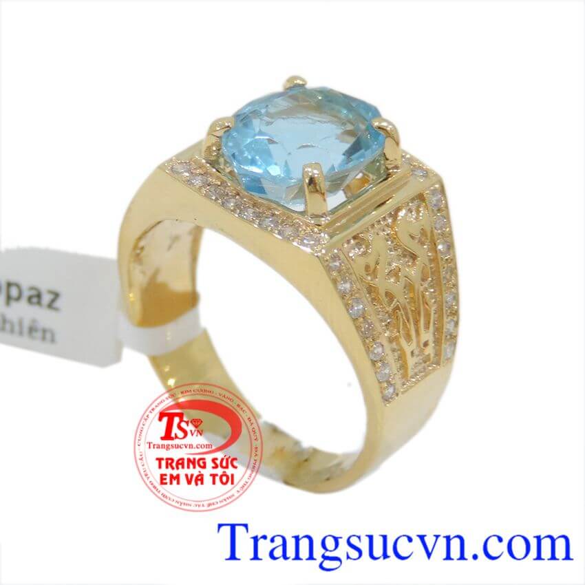 Chiếc Nhẫn nam xanh lam là món quà tặng sinh nhật cho nam giới rất hợp,đã được nhiều khách hàng lưa chọn Nhẫn Topaz nam vàng