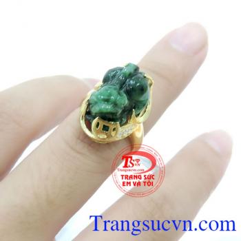 Tỳ hưu tài lộc nhẫn chất lượng vàng 14k đảm bảo,NGọc cẩm thạch thiên nhiên có GIẤY KIỂM ĐỊNH ĐÁ QUÝ và VÀNG kèm theo 