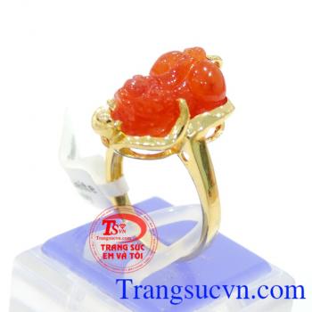 Nhẫn nữ tỳ hưu thu tích tài lộc,món quà tặng sinh nhật ý nghĩa,Tỳ hưu nhẫn nữ vàng