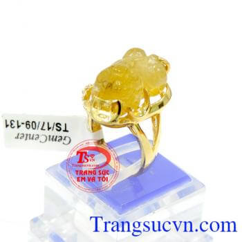 Nhẫn tỳ hưu thạch anh tóc đẹpbảo hành Nhẫn nữ thạch anh tóc vàng đẹp,giao Nhẫn nữ thạch anh tóc vàng đẹp toàn