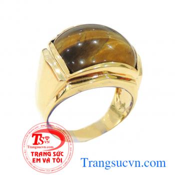 Nhẫn nam đá mắt hổ thiên nhiên chất lượng đảm bảo, Phù hợp cho người mệnh Kim và Mệnh Thổ