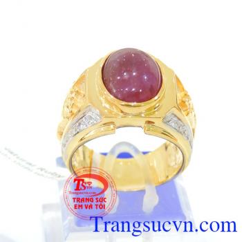 Chiếc Nhẫn nam ruby đẹp,Nhẫn vàng gắn đá chủ Ruby thiên nhiên, Nhẫn nam vàng đảm bảo chất lượng Uy tín, Đeo hợp phong thủy