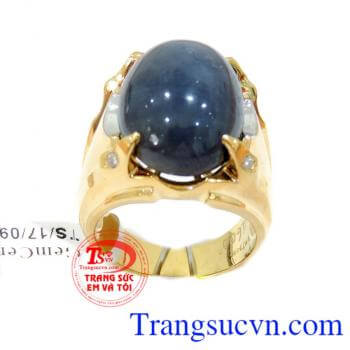 Nhẫn vàng nam Sapphire mệnh Mộc Nhẫn nữ vàng gắn đá quý Sapphire thiên nhiên dành cho phái mạnh, đeo hợp thời trang và đẳng cấp, Nhẫn vàng nam Sapphire mệnh Mộc bảo hành nhiều năm.