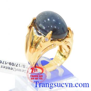 Nhẫn vàng nam Sapphire mệnh Mộc thương hiệu uy tín, chất lượng, chế tác theo yêu cầu