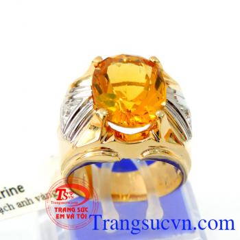 Nhẫn nam vàng 14k citrine phù hợp xu hướng thời trang hiện đại
