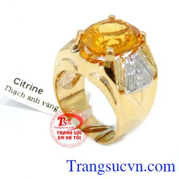 Nhẫn nam vàng 14k citrine sang trọng, thời trang và cá tính