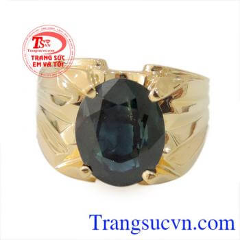Nhẫn nam vàng sapphire xanh thương hiệu uy tin, chất lượng, chế tác theo yêu cầu