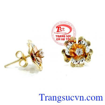 Hoa tai đẹp vàng 18k Ý