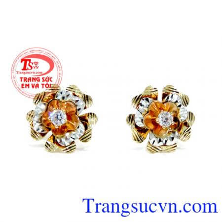Sản phẩm bảo hành uy tín, giao hàng toàn quốc. Hoa tai đẹp vàng 18k Ý