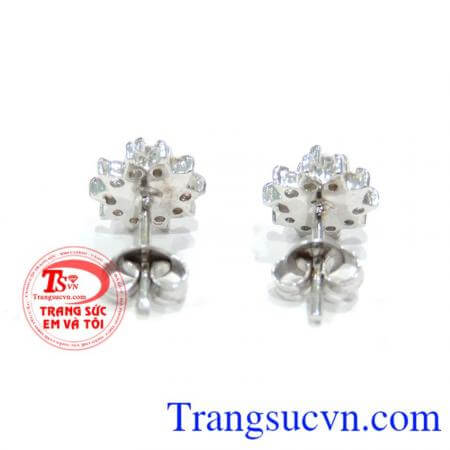 Hoa tai nữ vàng trắng 750 uy tín. 