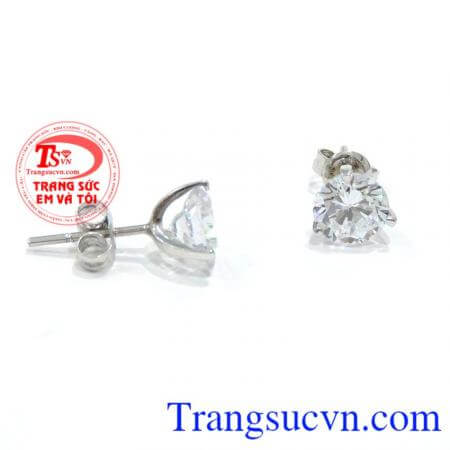 Nụ tai vàng trắng 18k